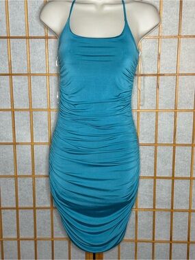 gaze Teal Ruched Mini Dress